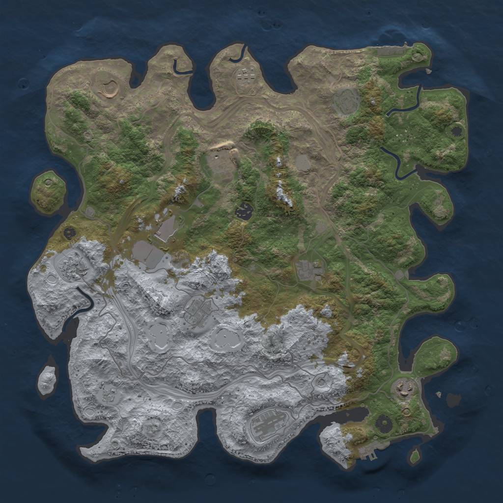 Rust Map: Procedural Map, Size: 4300, Seed: 1891662915, 20 Monuments