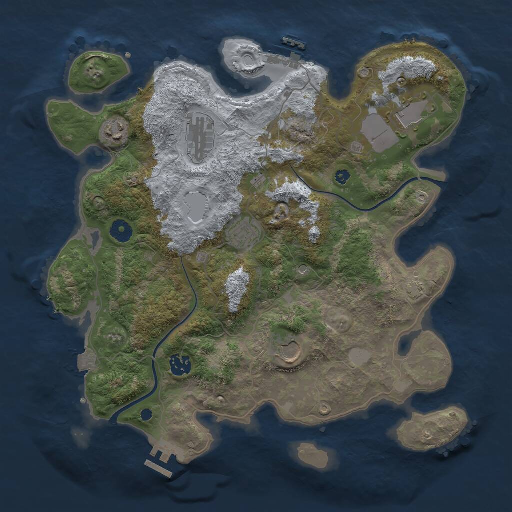 Rust Map: Procedural Map, Size: 3500, Seed: 1086661488, 11 Monuments