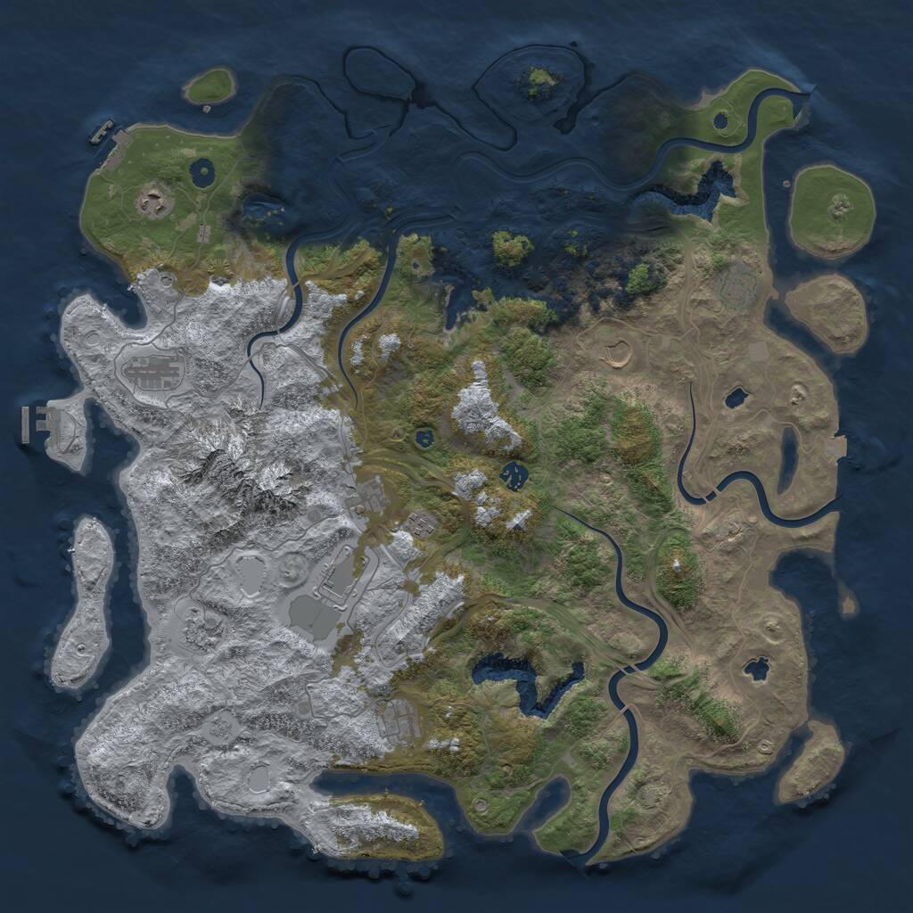 Rust Map: Procedural Map, Size: 5000, Seed: 11071997, 16 Monuments