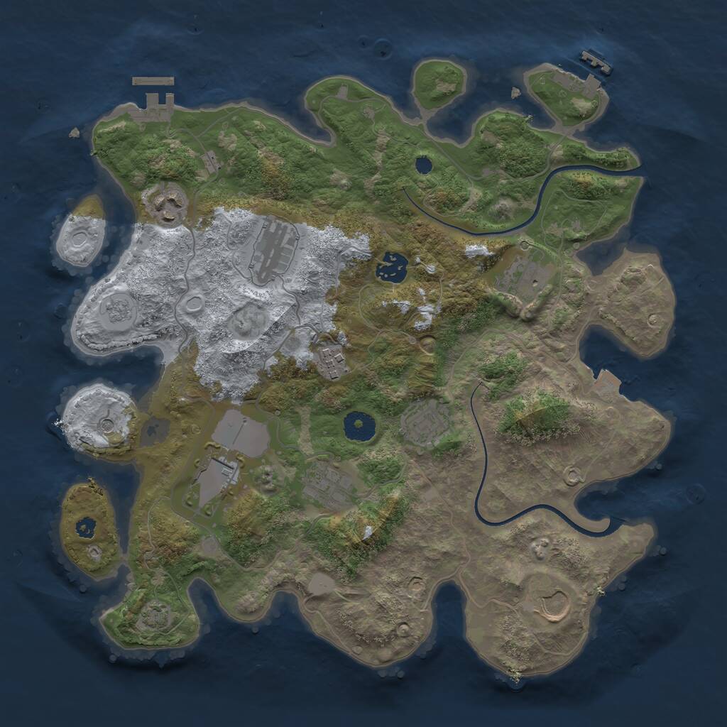 Rust Map: Procedural Map, Size: 3500, Seed: 1910093890, 15 Monuments