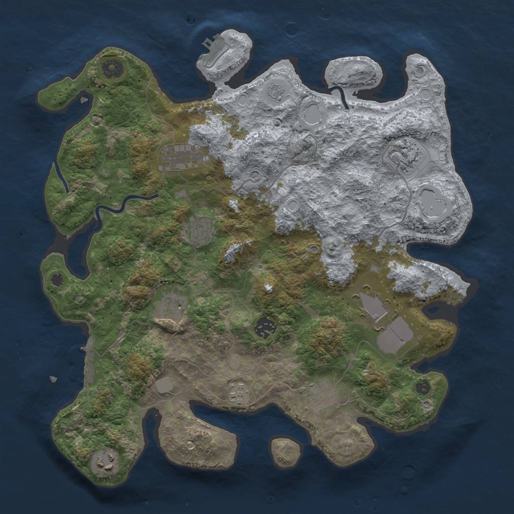 Rust Map: Procedural Map, Size: 3700, Seed: 1609762880, 18 Monuments