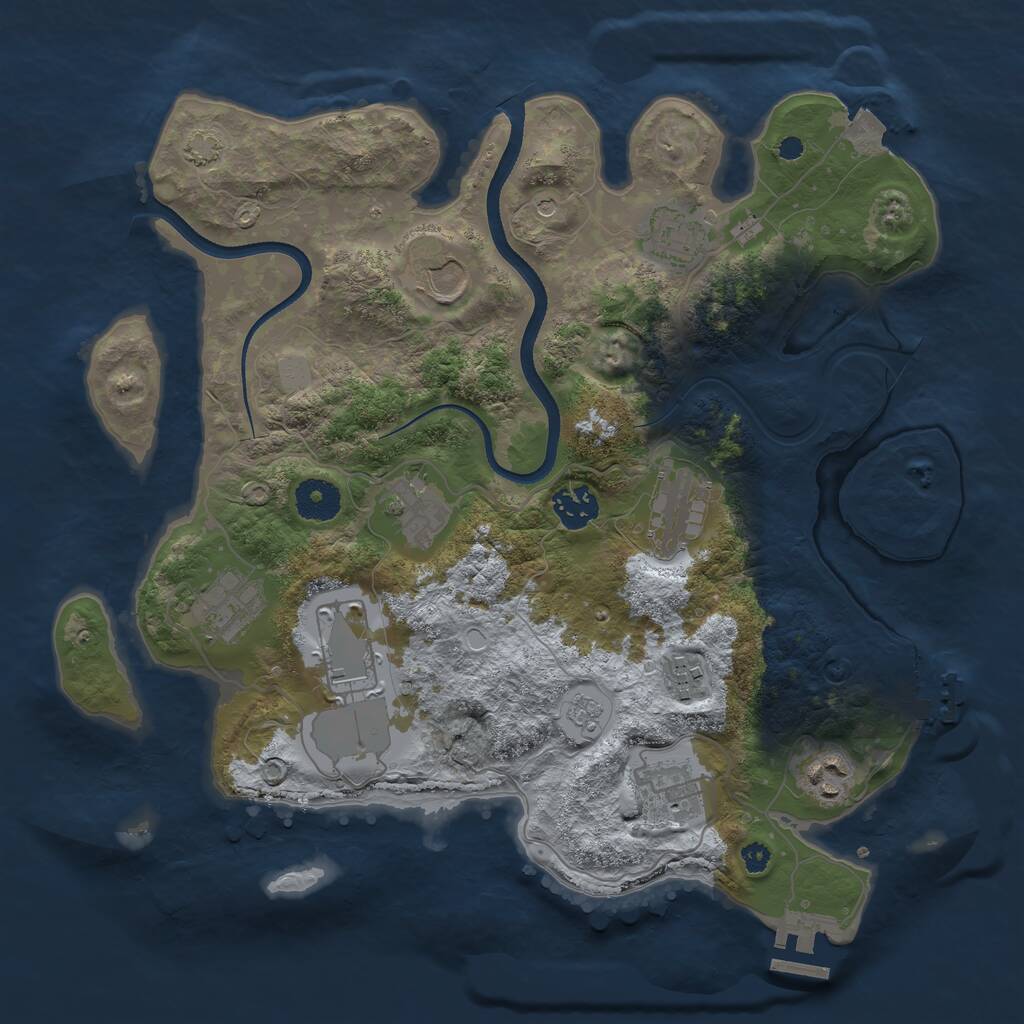 Rust Map: Procedural Map, Size: 3500, Seed: 65449, 16 Monuments
