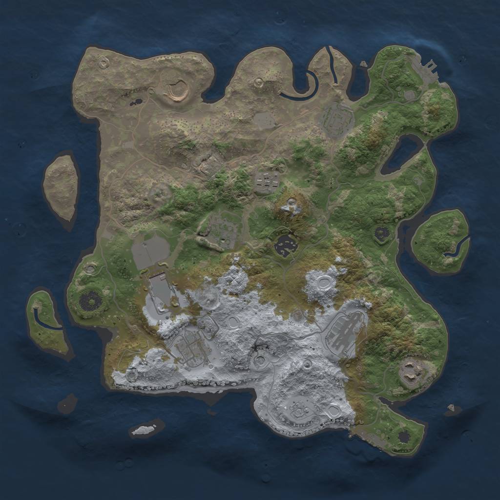 Rust Map: Procedural Map, Size: 3500, Seed: 65449, 18 Monuments