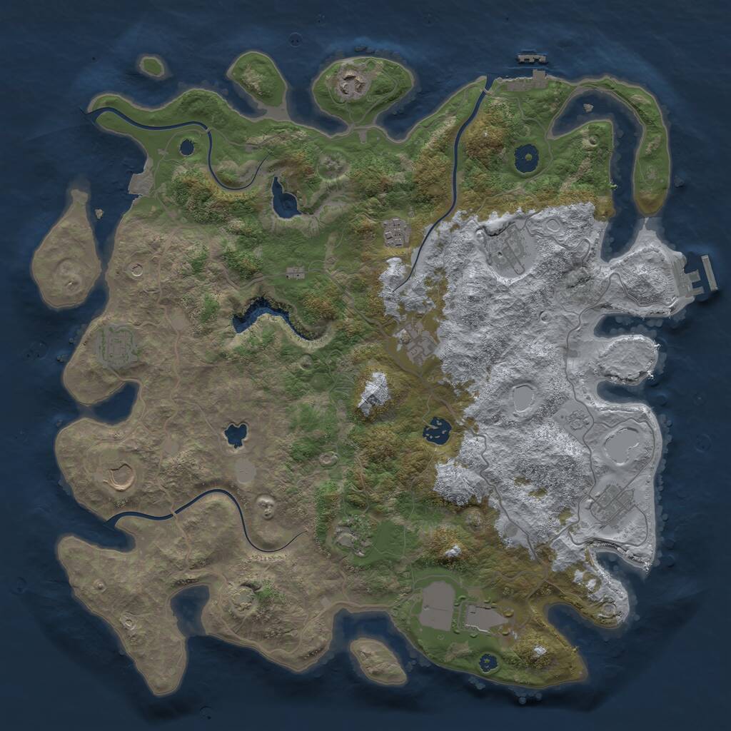 Rust Map: Procedural Map, Size: 4096, Seed: 1317752903, 16 Monuments