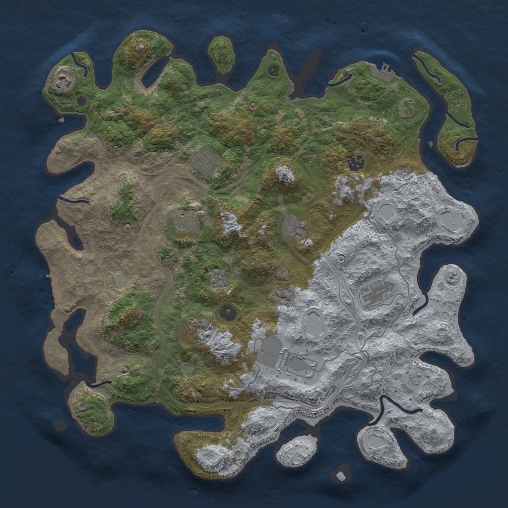 Rust Map: Procedural Map, Size: 4500, Seed: 976472971, 18 Monuments