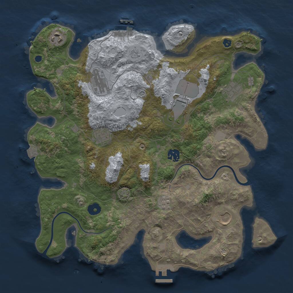 Rust Map: Procedural Map, Size: 3500, Seed: 678292758, 14 Monuments