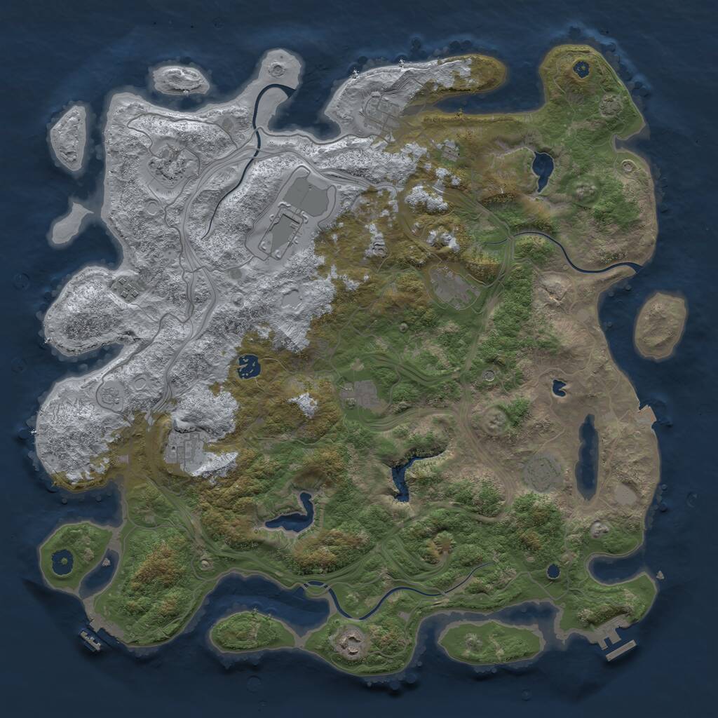 Rust Map: Procedural Map, Size: 4500, Seed: 1372513392, 16 Monuments