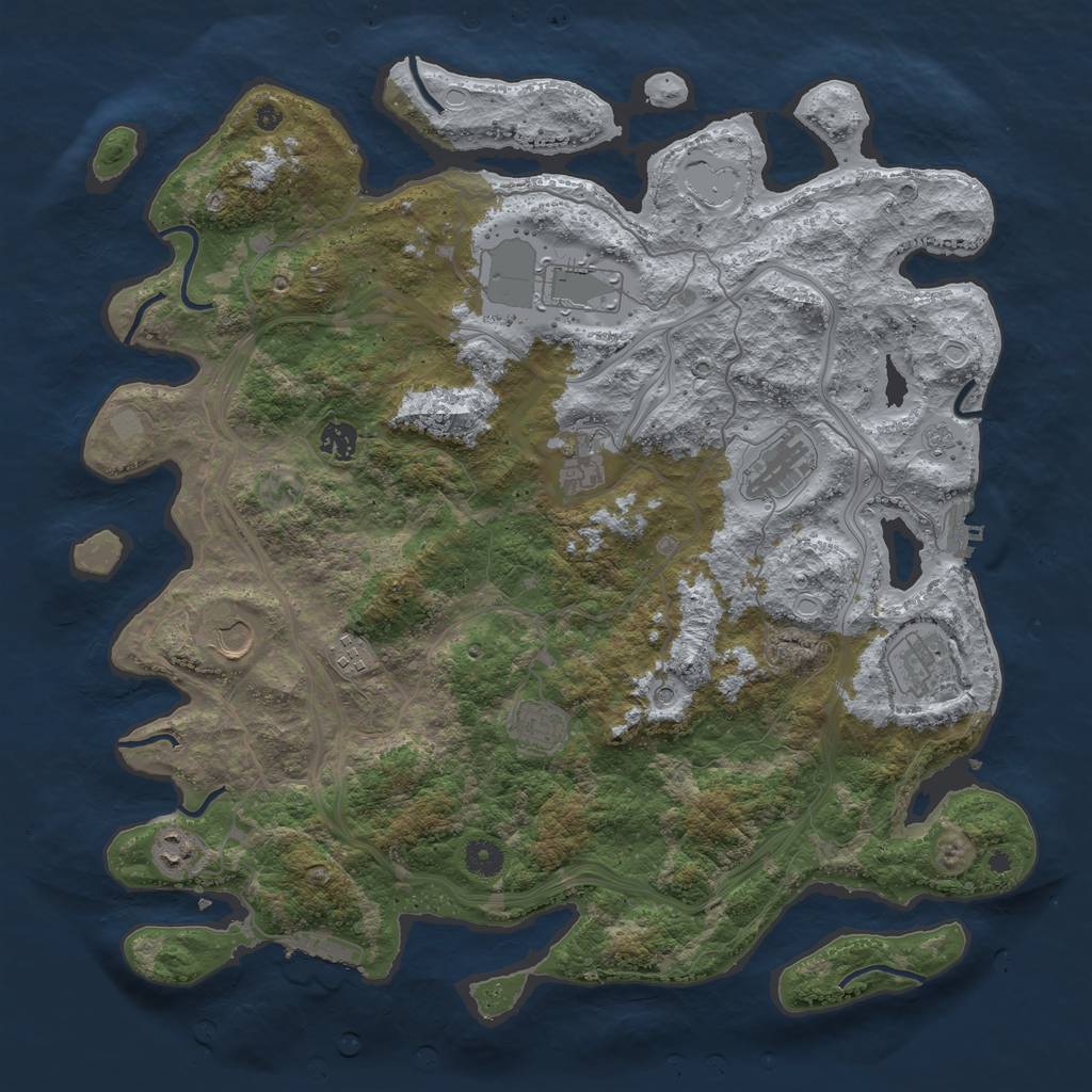 Rust Map: Procedural Map, Size: 4300, Seed: 1387996297, 18 Monuments
