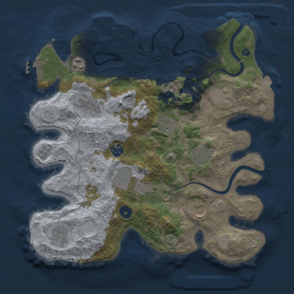 Rust Map: Procedural Map, Size: 3500, Seed: 598761657, 16 Monuments