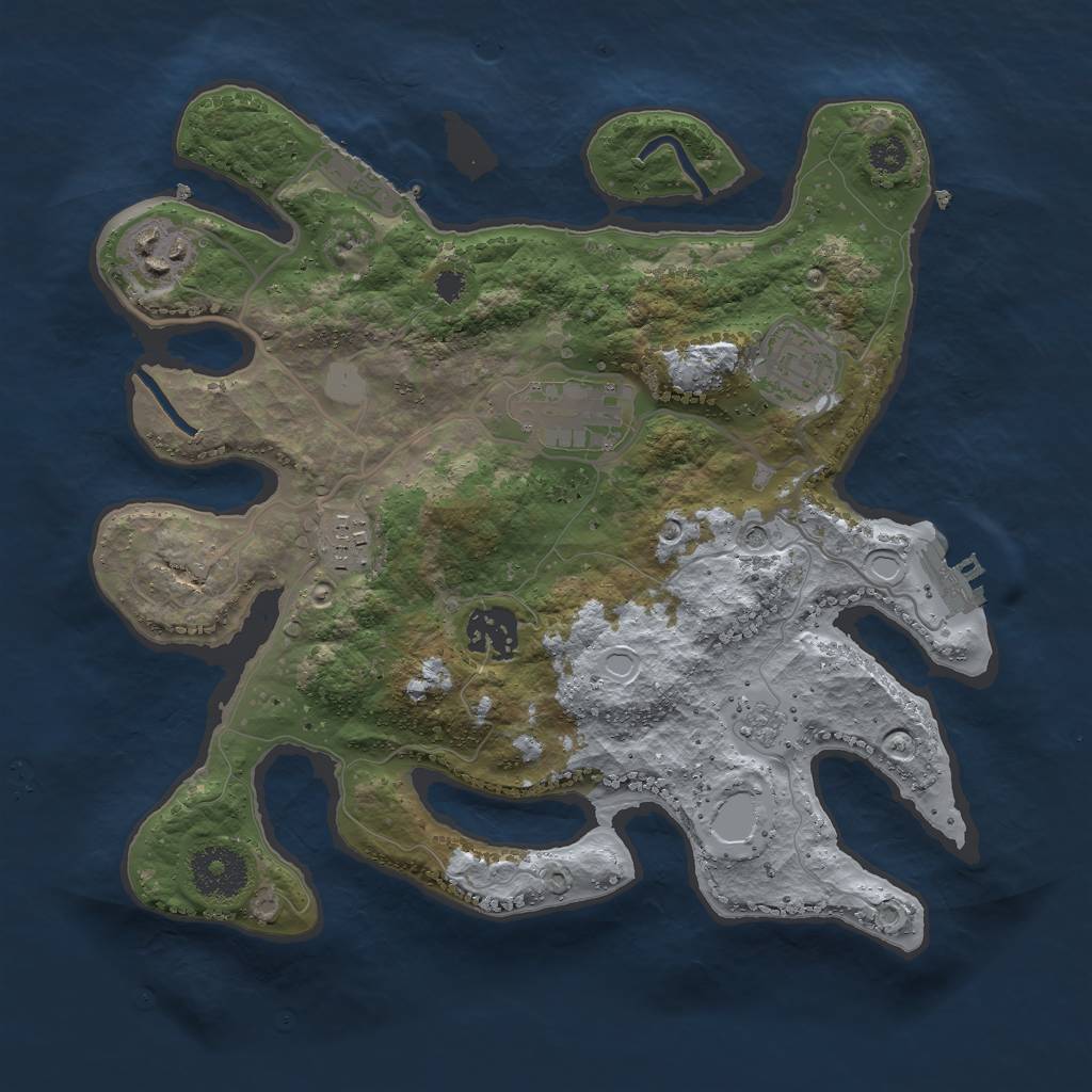 Rust Map: Procedural Map, Size: 3000, Seed: 2345464, 14 Monuments