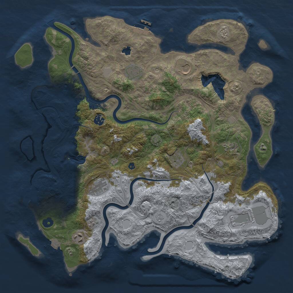 Rust Map: Procedural Map, Size: 4250, Seed: 1245344366, 15 Monuments