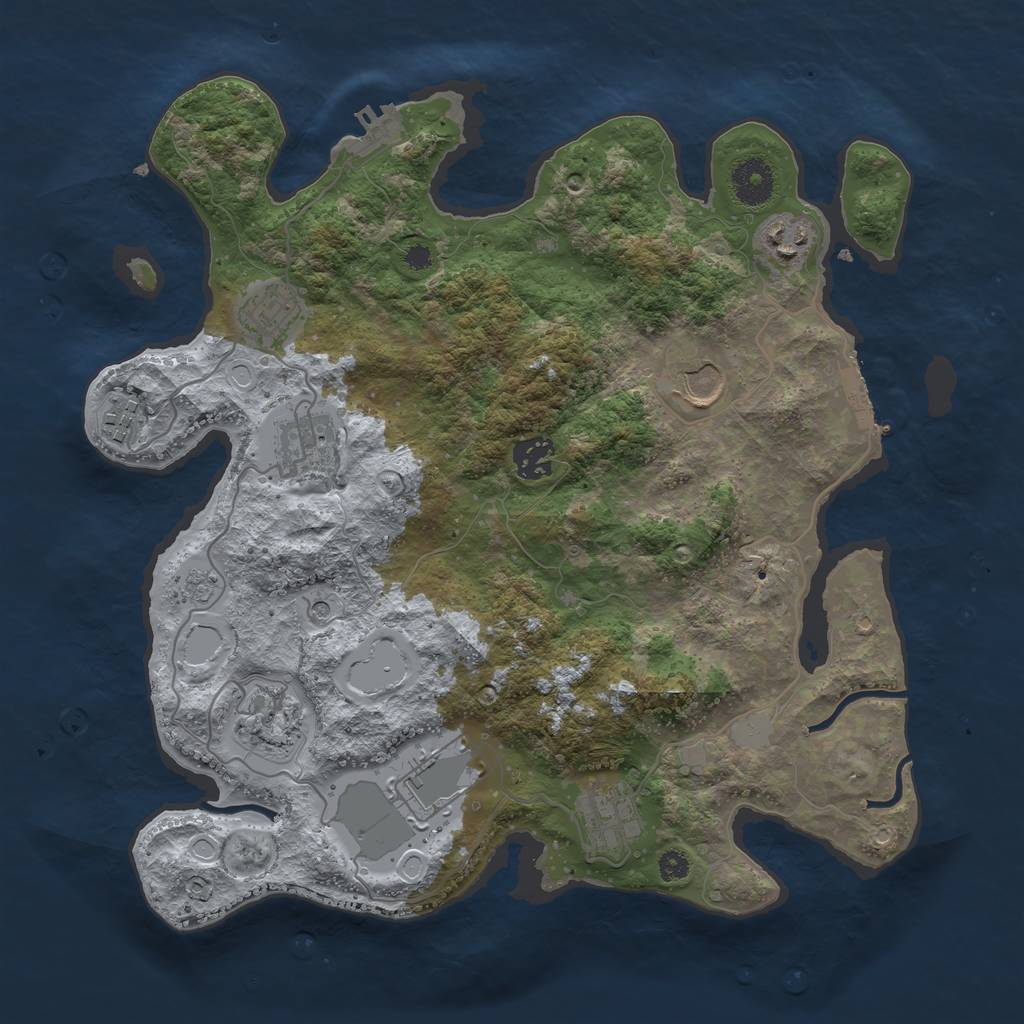 Rust Map: Procedural Map, Size: 3500, Seed: 1355766981, 18 Monuments