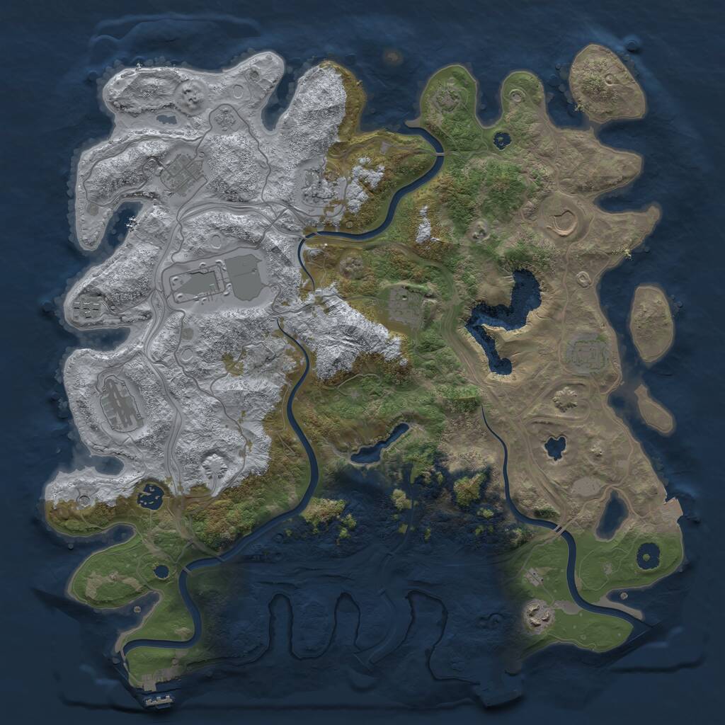 Rust Map: Procedural Map, Size: 4250, Seed: 16372343, 16 Monuments