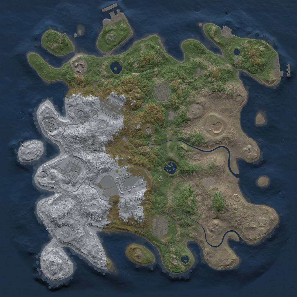 Rust Map: Procedural Map, Size: 3700, Seed: 1897733572, 15 Monuments