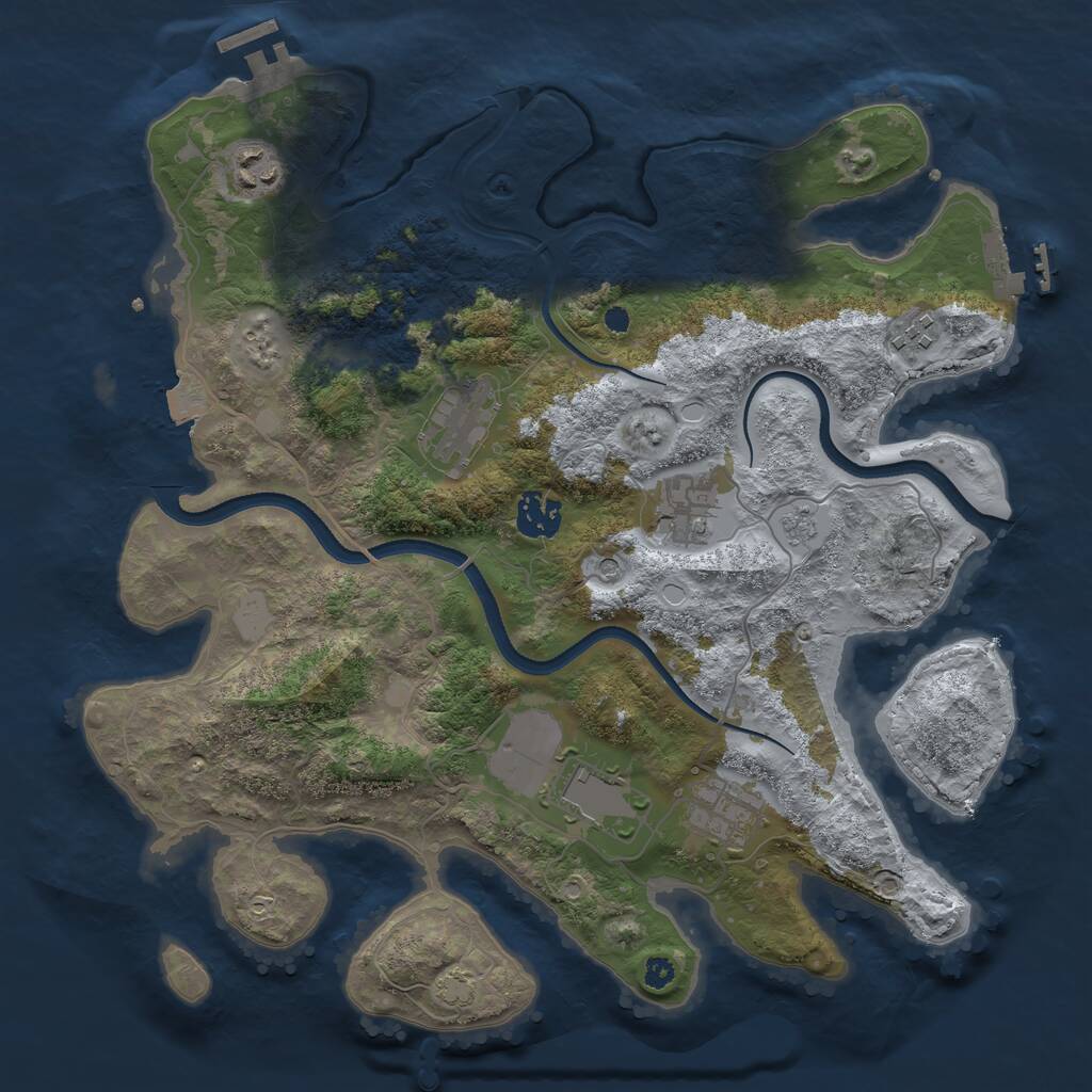 Rust Map: Procedural Map, Size: 3500, Seed: 631667879, 13 Monuments