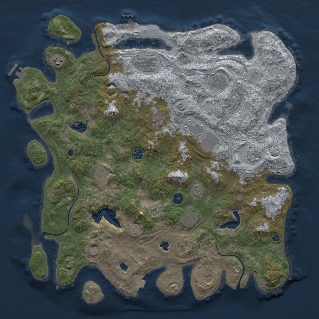 Rust Map: Procedural Map, Size: 4500, Seed: 646765101, 17 Monuments