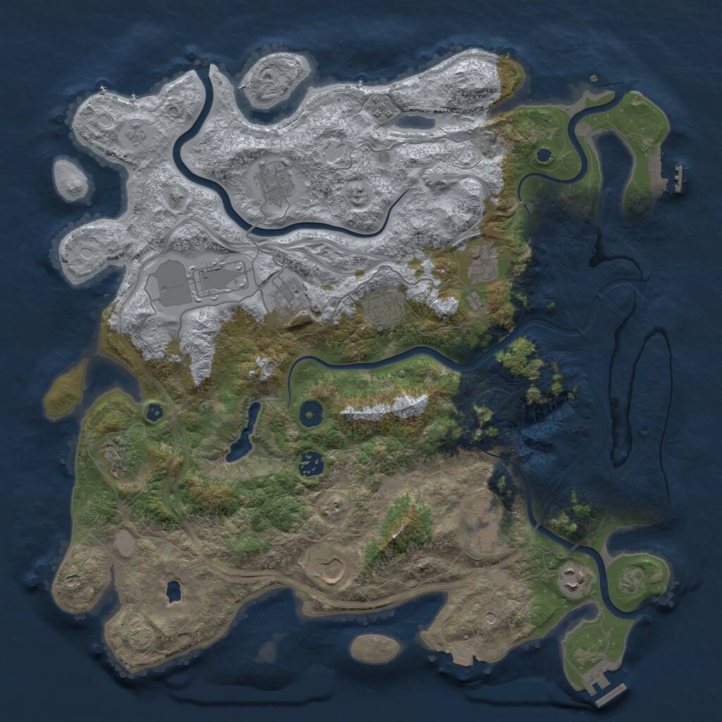 Rust Map: Procedural Map, Size: 4250, Seed: 1807449516, 17 Monuments