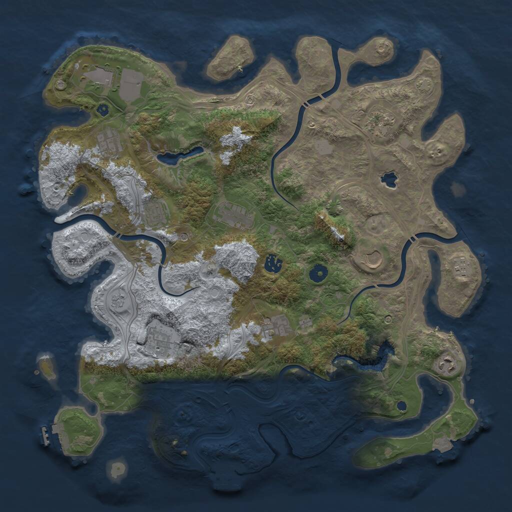 Rust Map: Procedural Map, Size: 4250, Seed: 769056564, 17 Monuments