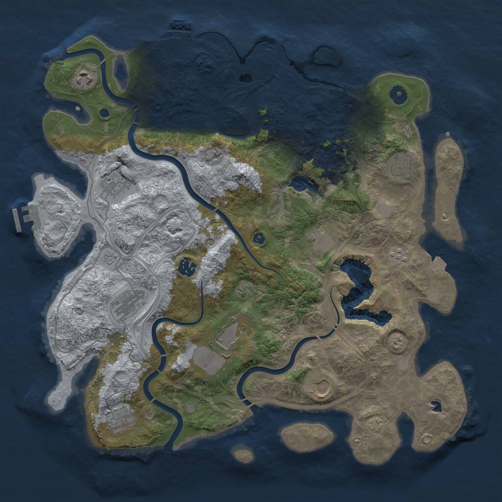 Rust Map: Procedural Map, Size: 4250, Seed: 672658625, 16 Monuments