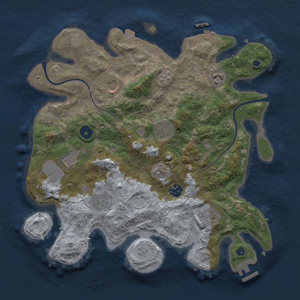 Rust Map: Procedural Map, Size: 3500, Seed: 76370, 14 Monuments