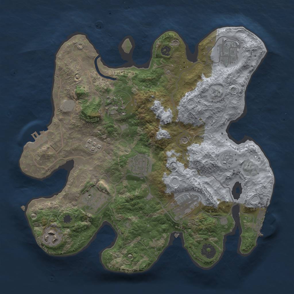 Rust Map: Procedural Map, Size: 3000, Seed: 1308223598, 16 Monuments