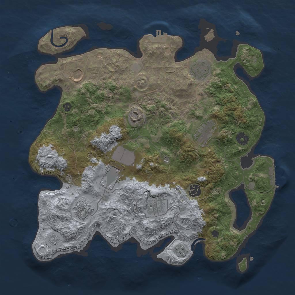 Rust Map: Procedural Map, Size: 3500, Seed: 1317550347, 18 Monuments