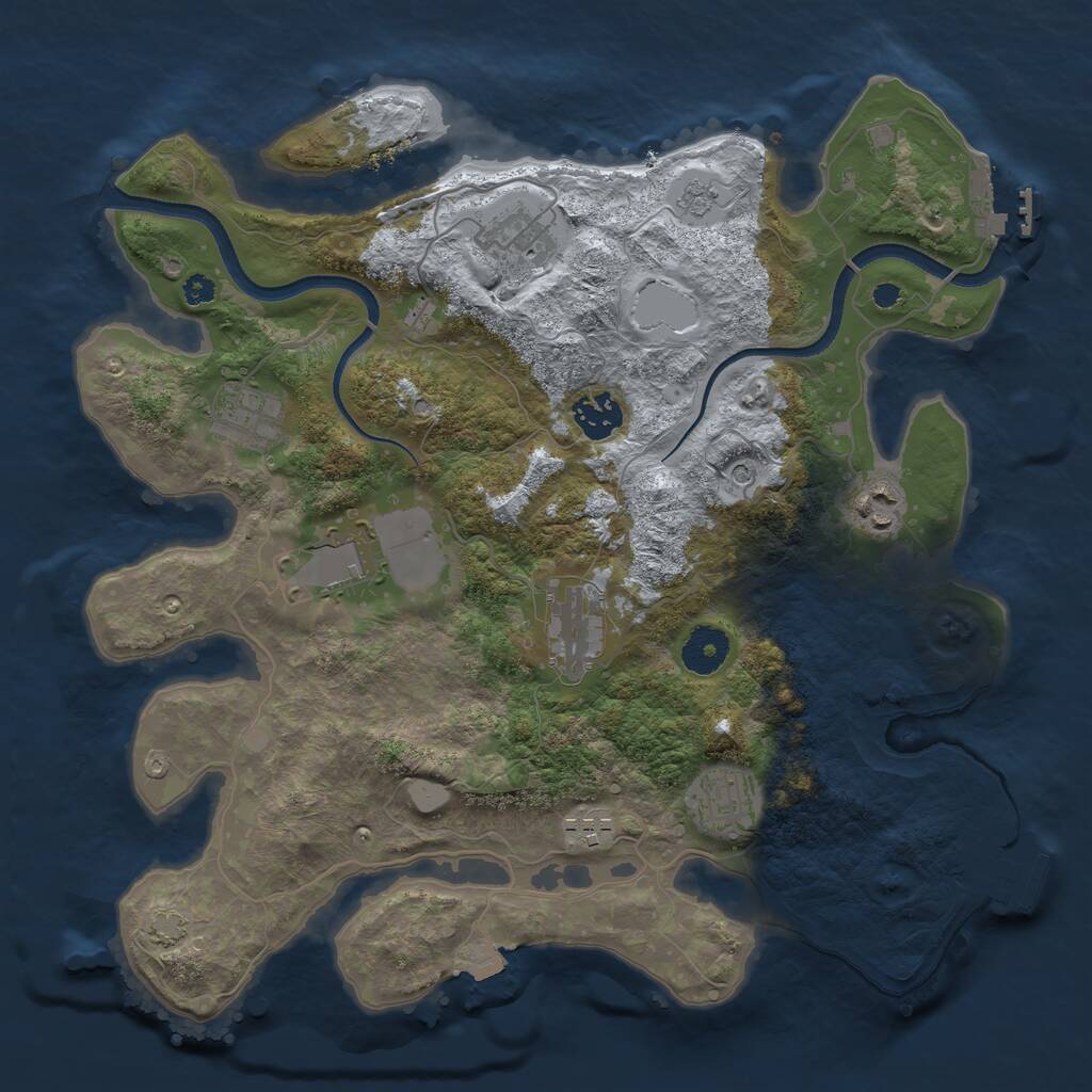 Rust Map: Procedural Map, Size: 3500, Seed: 17562860, 14 Monuments