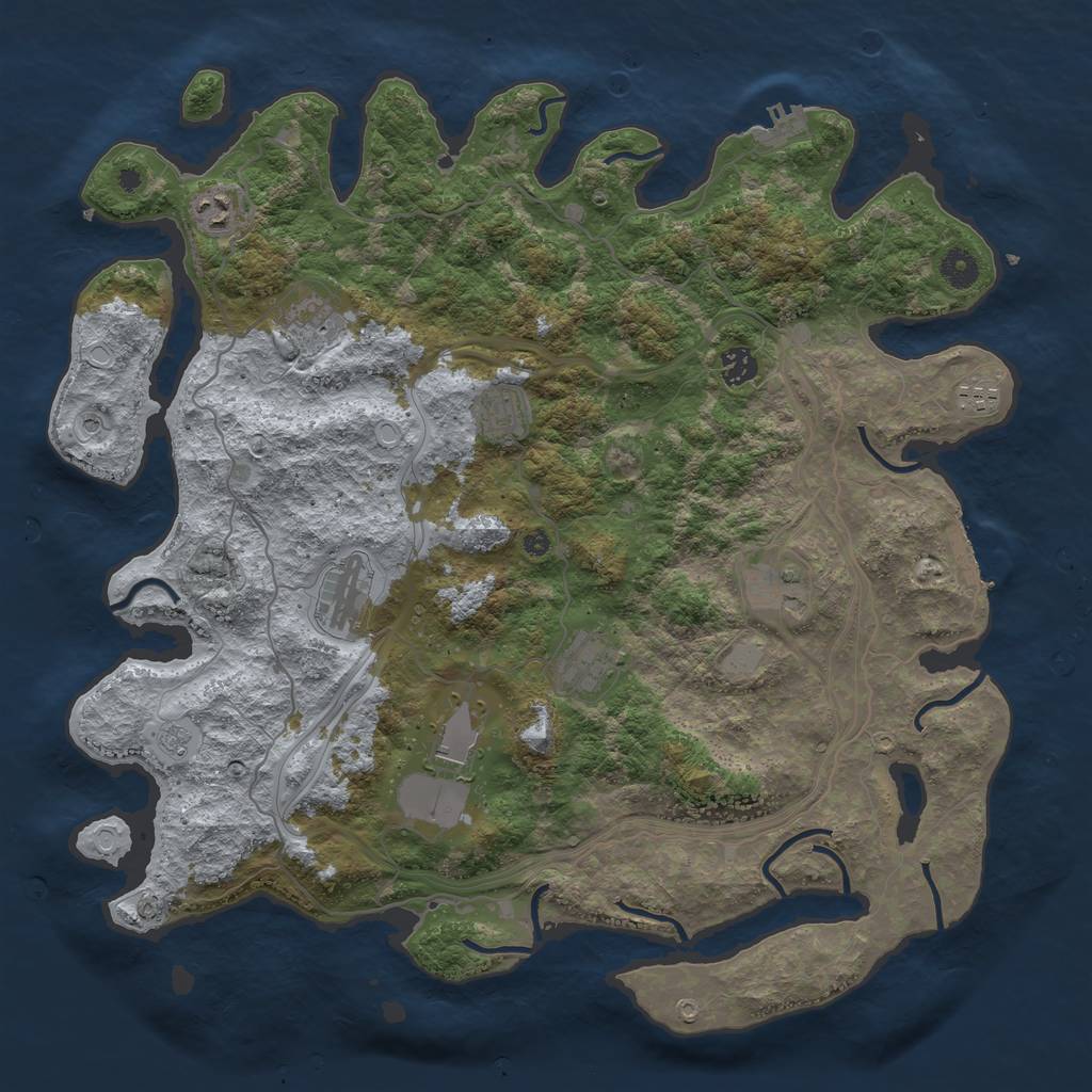 Rust Map: Procedural Map, Size: 4250, Seed: 841383704, 18 Monuments