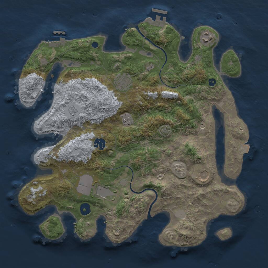 Rust Map: Procedural Map, Size: 3500, Seed: 1144112467, 12 Monuments