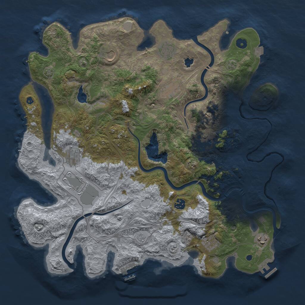 Rust Map: Procedural Map, Size: 4250, Seed: 662250473, 16 Monuments