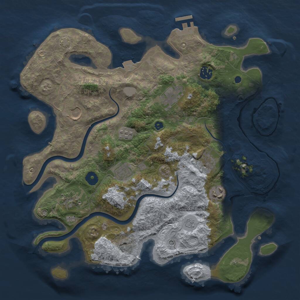 Rust Map: Procedural Map, Size: 3500, Seed: 2116900143, 13 Monuments