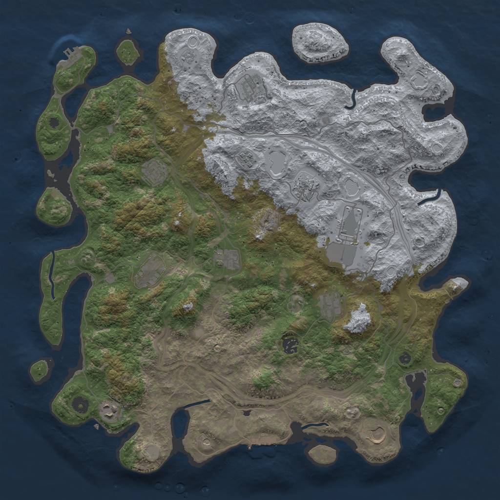 Rust Map: Procedural Map, Size: 4500, Seed: 1584364448, 20 Monuments