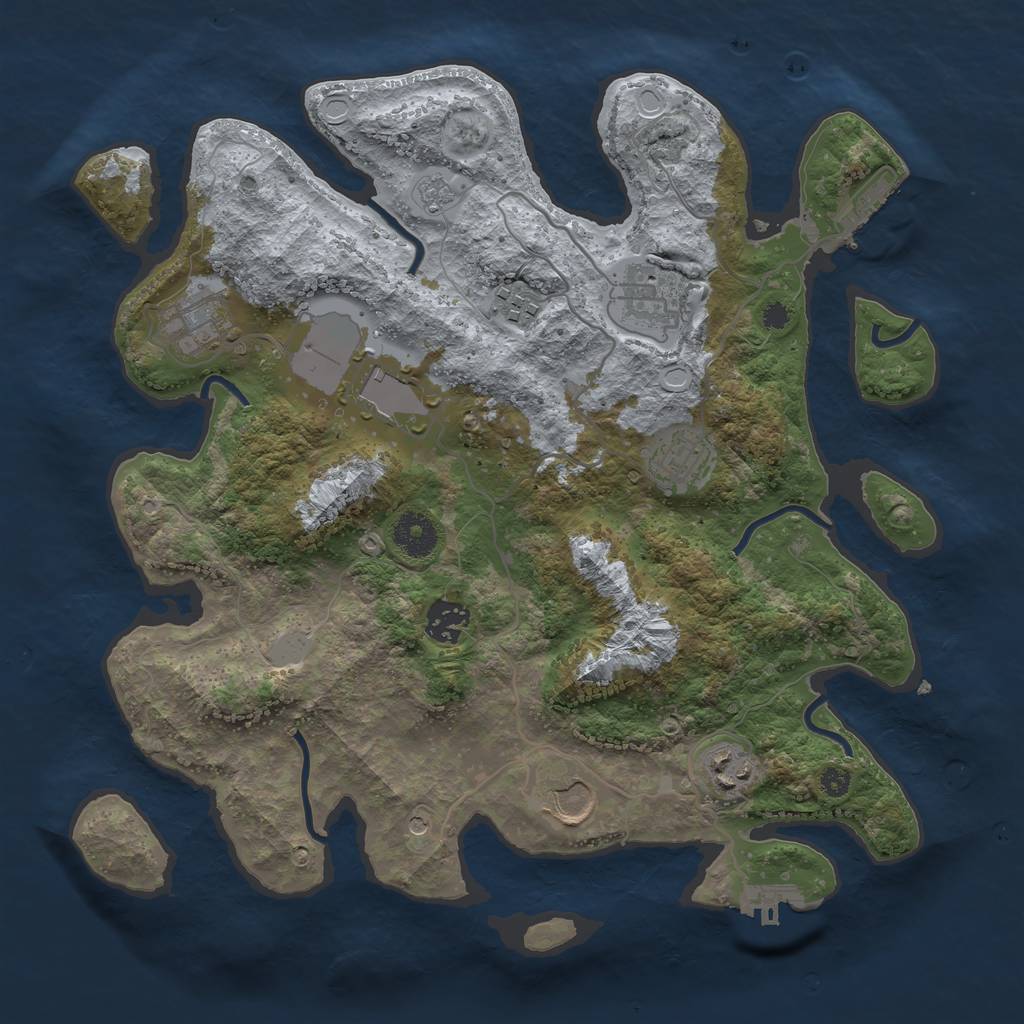 Rust Map: Procedural Map, Size: 3500, Seed: 1265454288, 17 Monuments