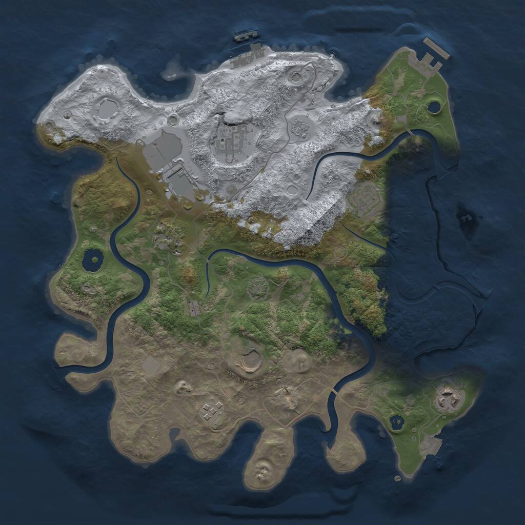 Rust Map: Procedural Map, Size: 3500, Seed: 774369032, 13 Monuments