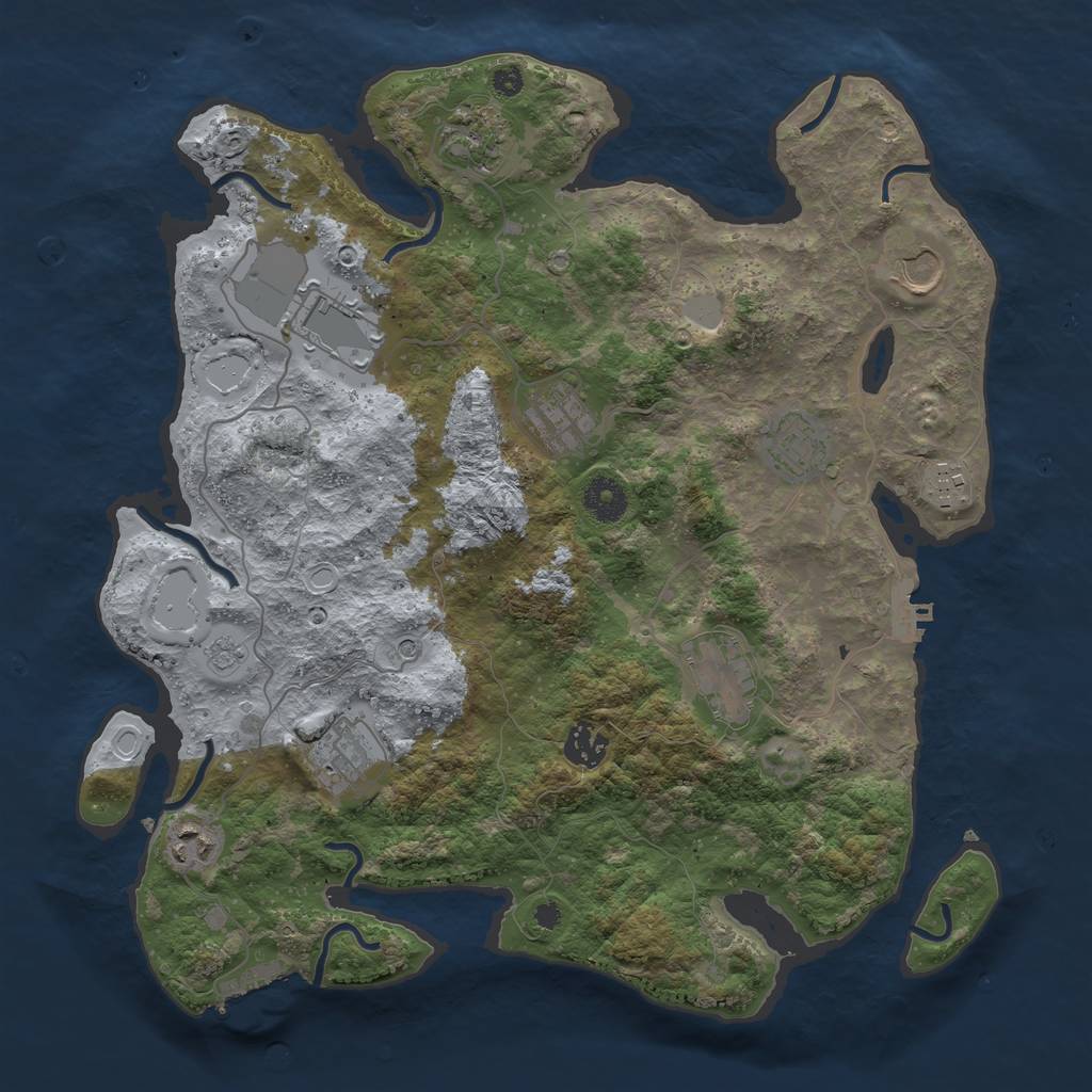 Rust Map: Procedural Map, Size: 3700, Seed: 443298860, 19 Monuments