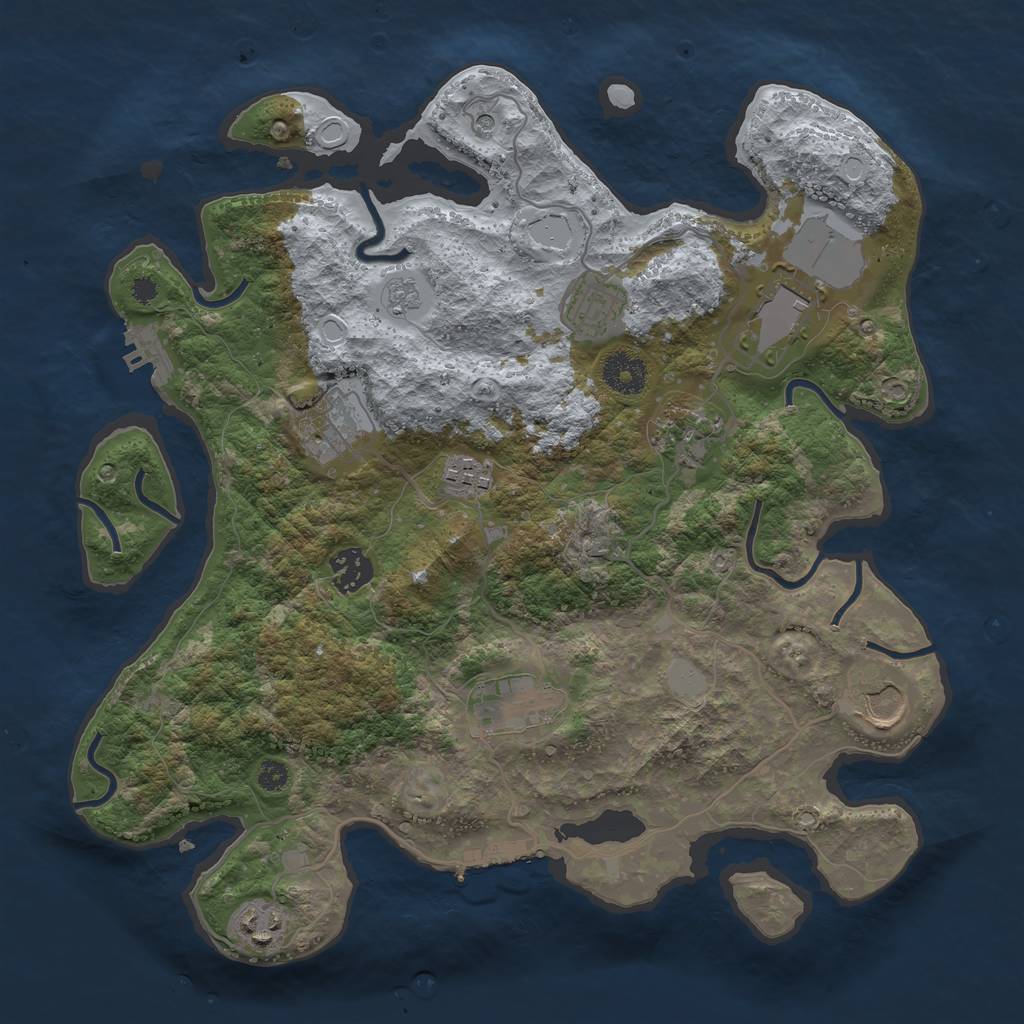 Rust Map: Procedural Map, Size: 3500, Seed: 1895732887, 18 Monuments