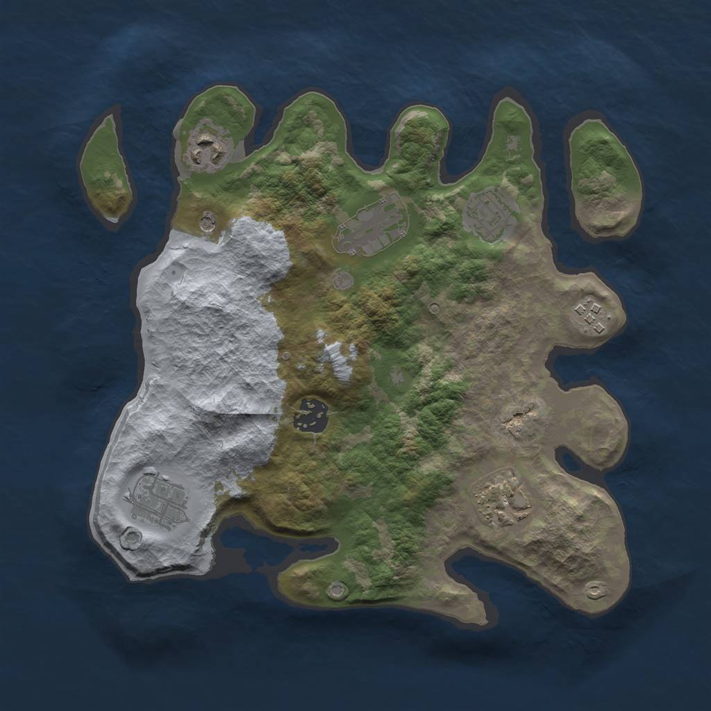Rust Map: Barren, Size: 3000, Seed: 20840, 10 Monuments
