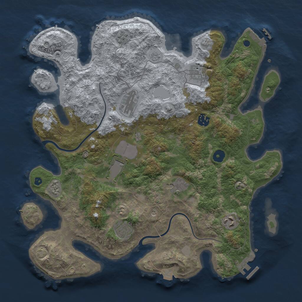 Rust Map: Procedural Map, Size: 3750, Seed: 896630543, 14 Monuments