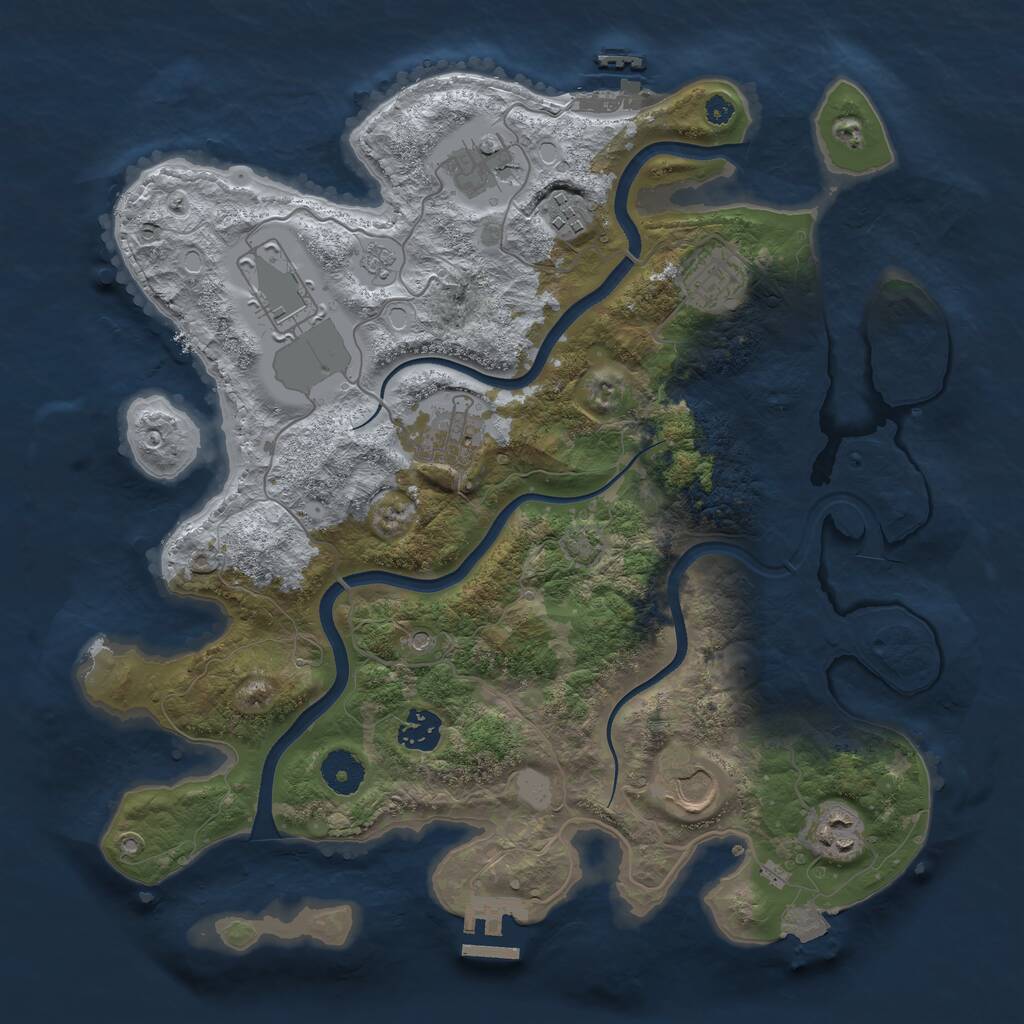 Rust Map: Procedural Map, Size: 3600, Seed: 1921047868, 14 Monuments