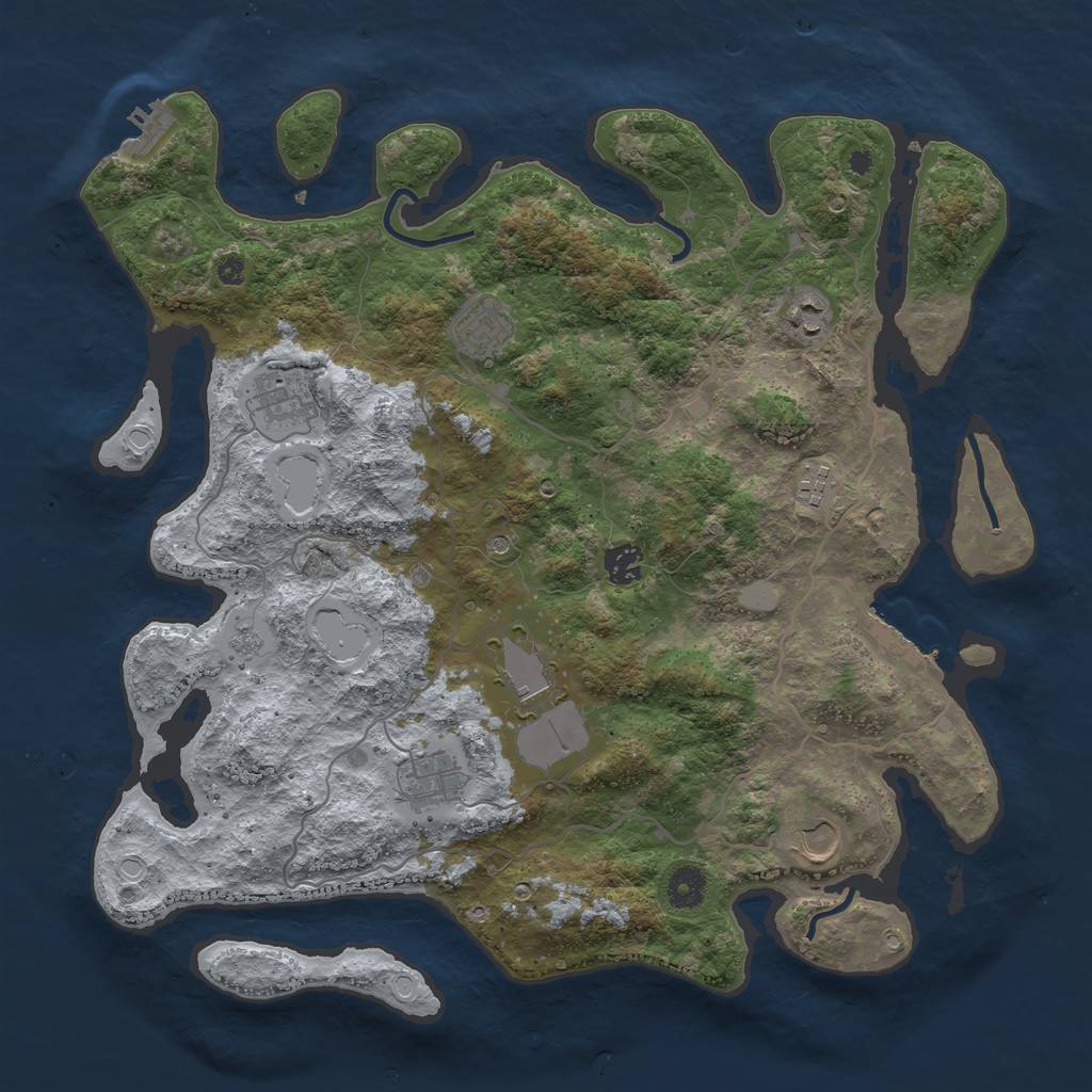 Rust Map: Procedural Map, Size: 4000, Seed: 846919725, 17 Monuments