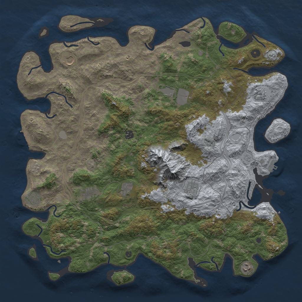Rust Map: Procedural Map, Size: 5000, Seed: 72639, 19 Monuments