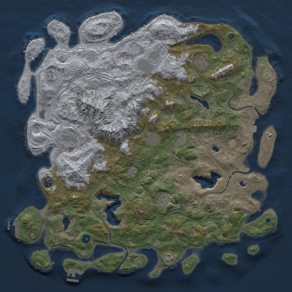 Rust Map: Procedural Map, Size: 5000, Seed: 1305, 16 Monuments