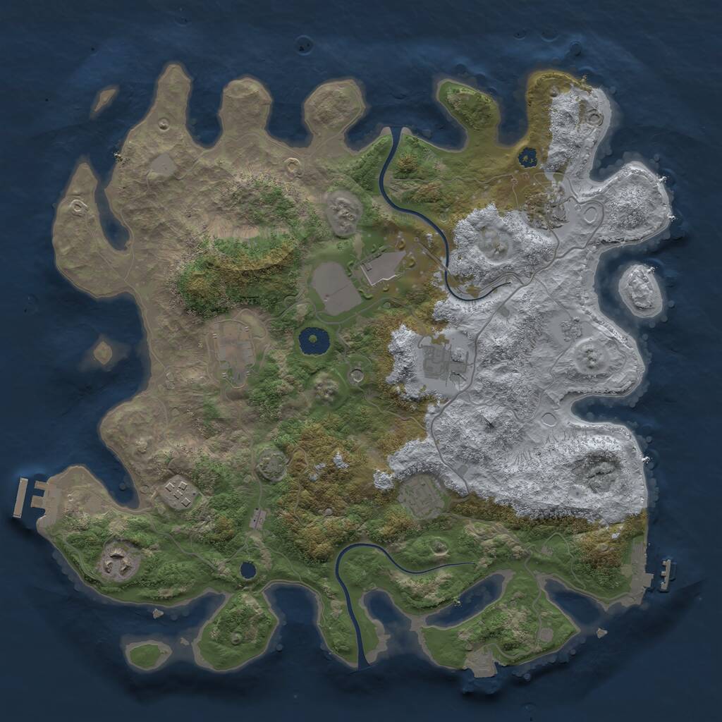 Rust Map: Procedural Map, Size: 3650, Seed: 31189886, 13 Monuments
