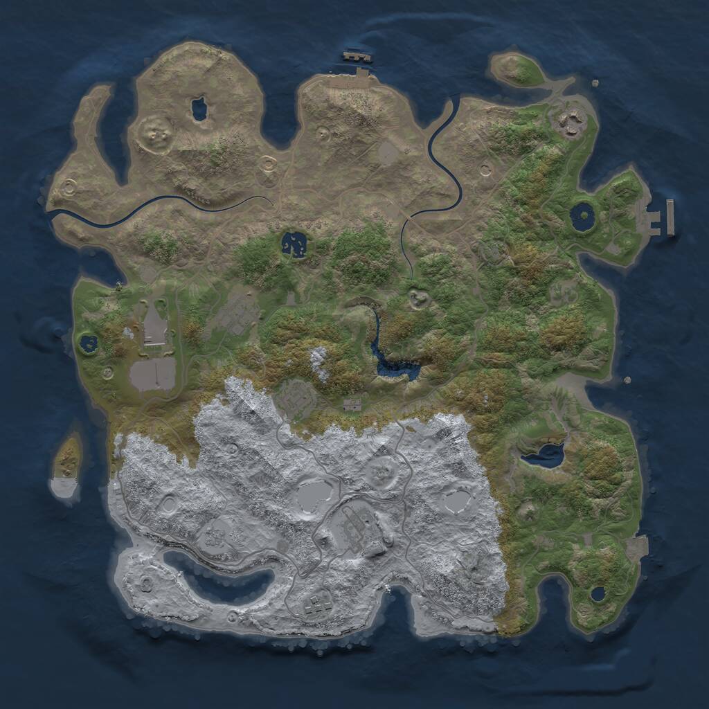 Rust Map: Procedural Map, Size: 4000, Seed: 1519545226, 13 Monuments