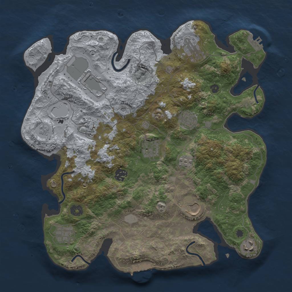 Rust Map: Procedural Map, Size: 3500, Seed: 59851824, 19 Monuments