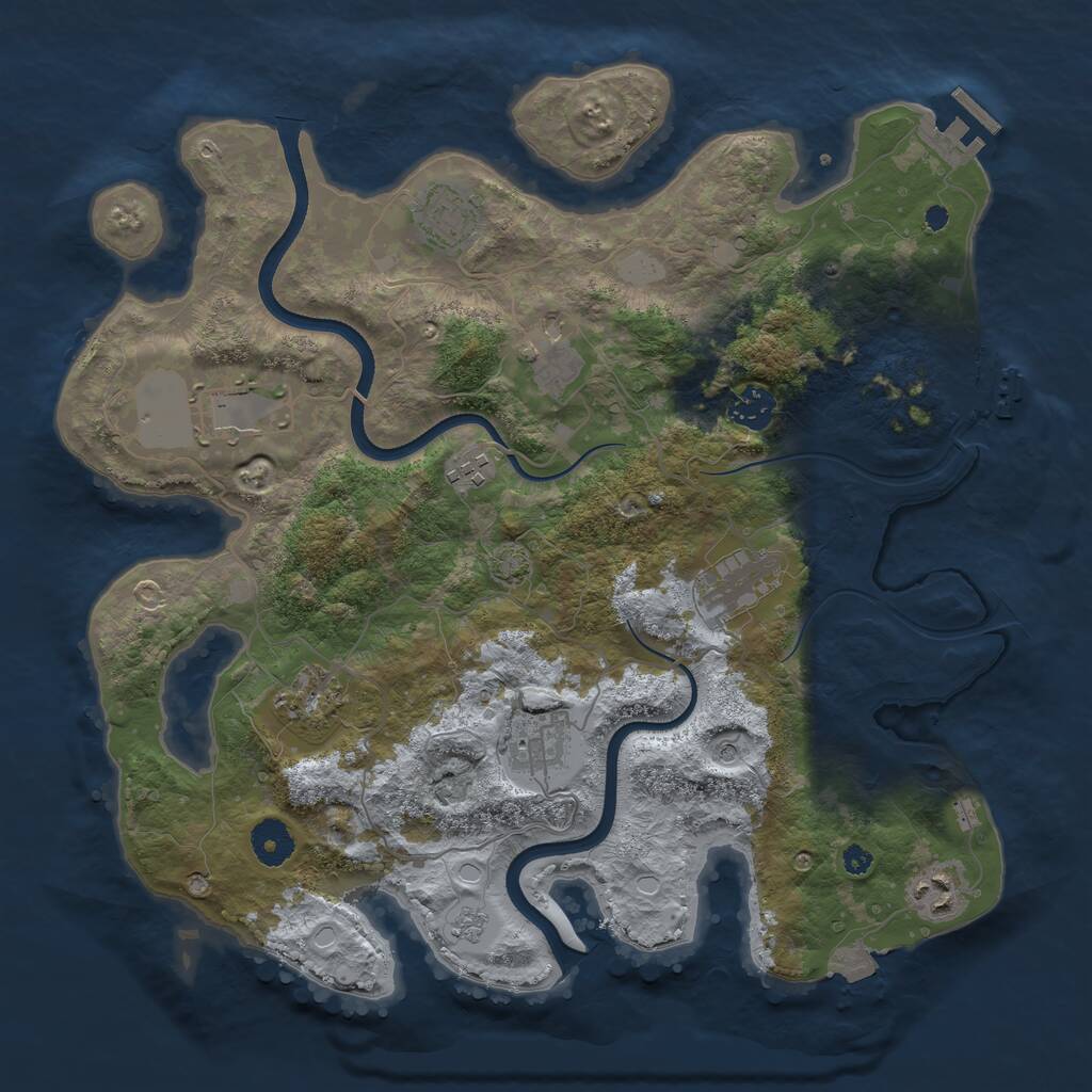 Rust Map: Procedural Map, Size: 3700, Seed: 792457038, 15 Monuments
