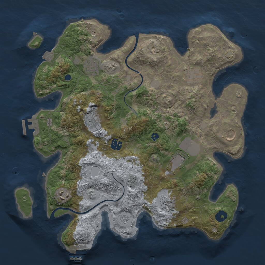 Rust Map: Procedural Map, Size: 3500, Seed: 245124, 15 Monuments