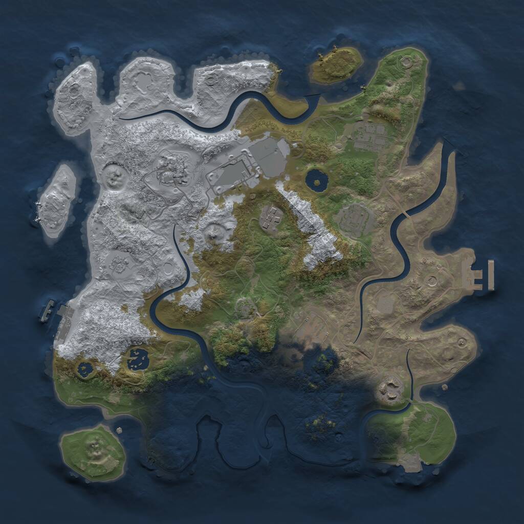 Rust Map: Procedural Map, Size: 3500, Seed: 1165717878, 14 Monuments