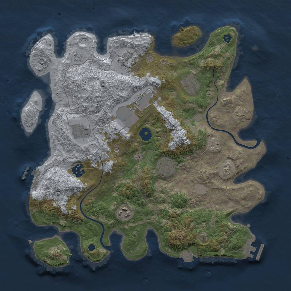 Rust Map: Procedural Map, Size: 3500, Seed: 1165717878, 14 Monuments