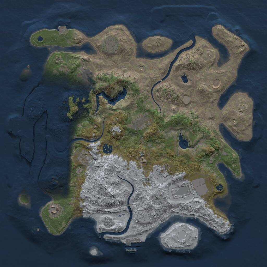 Rust Map: Procedural Map, Size: 4000, Seed: 309485, 16 Monuments